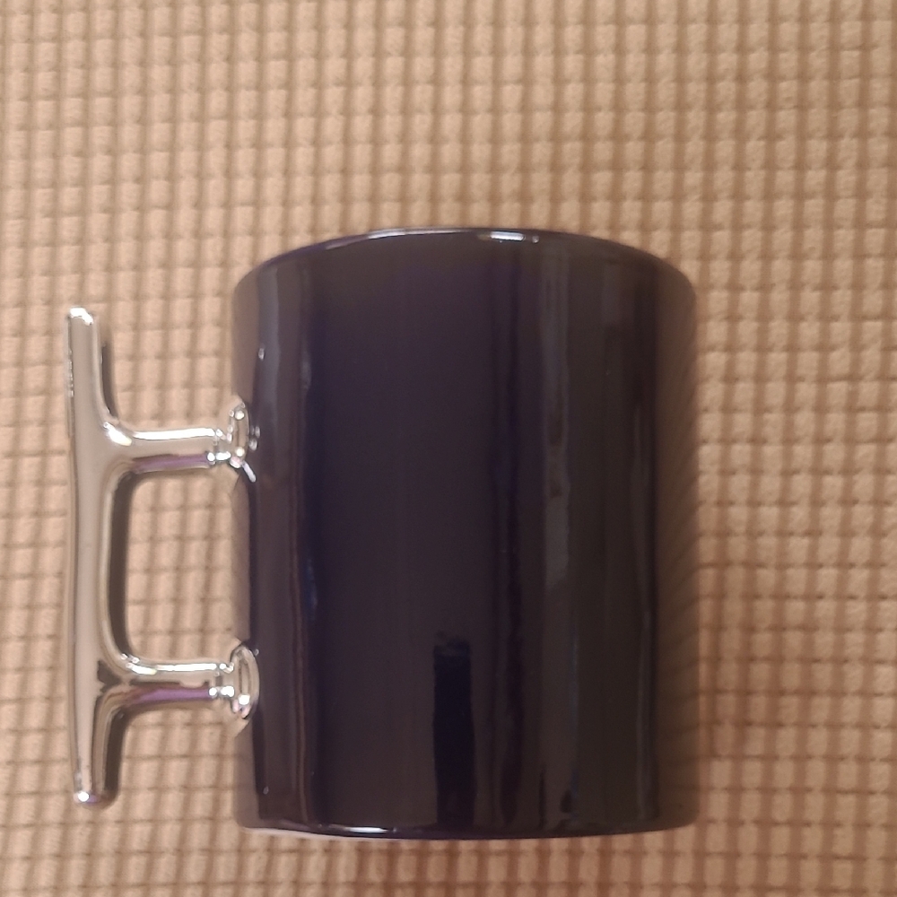 d.e.i. Navy Blue Nautical Mug with Silver Handle